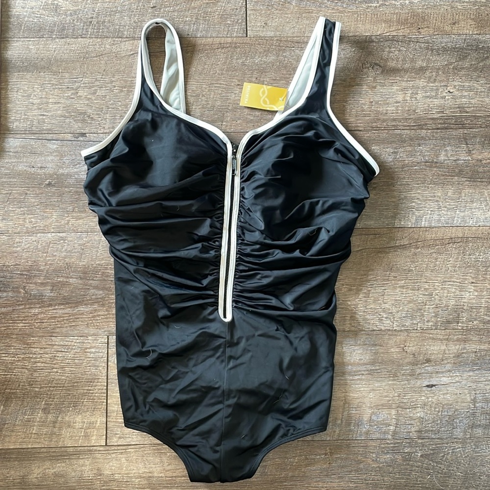 NWT Delimira zipper front one piece swimsuit